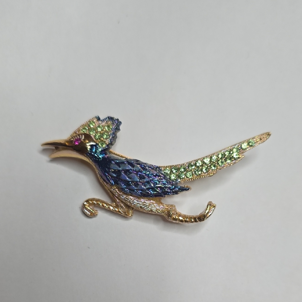 Colorful Ulta Roadrunner Bird Brooch